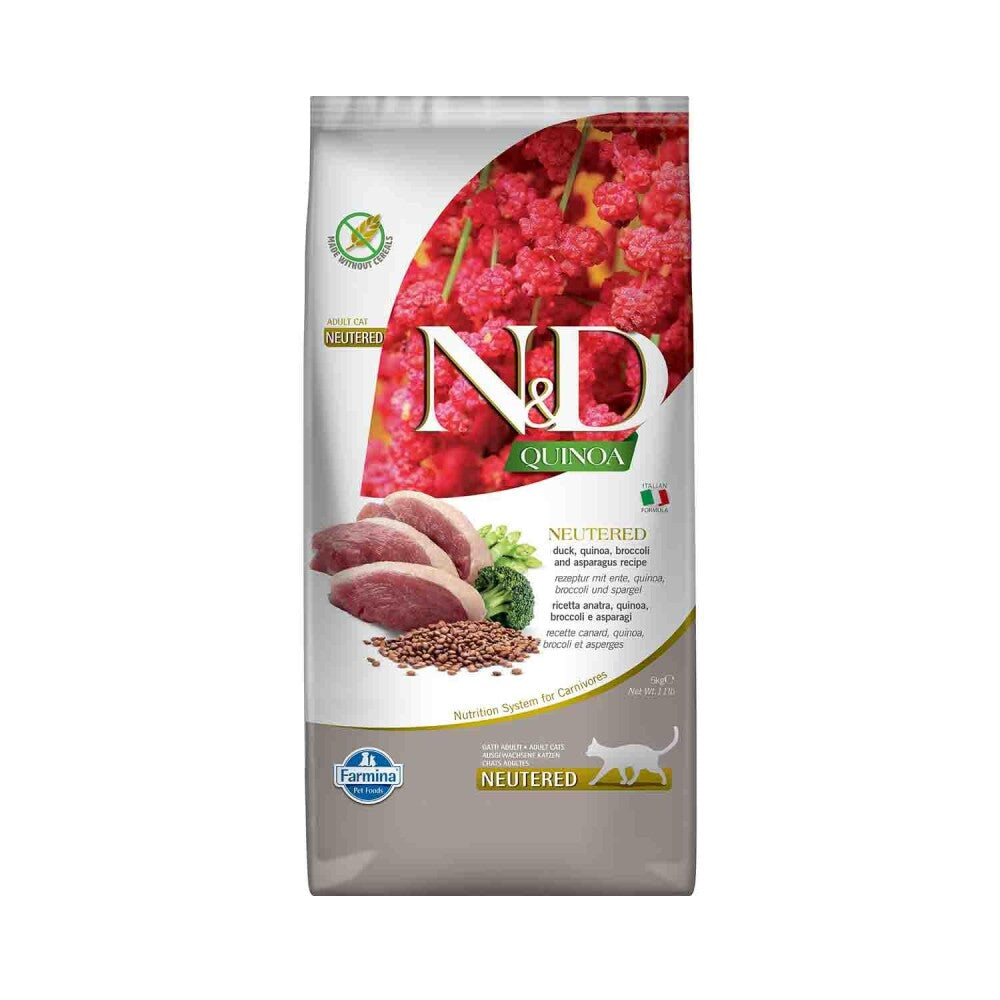 N&d Quinoa Ördek Brokoli Ve Kuşkonmazlı Kısırlaştırılmış Yetişkin Kedi Maması 5 KG | SRC: Barcode: 8010276038685